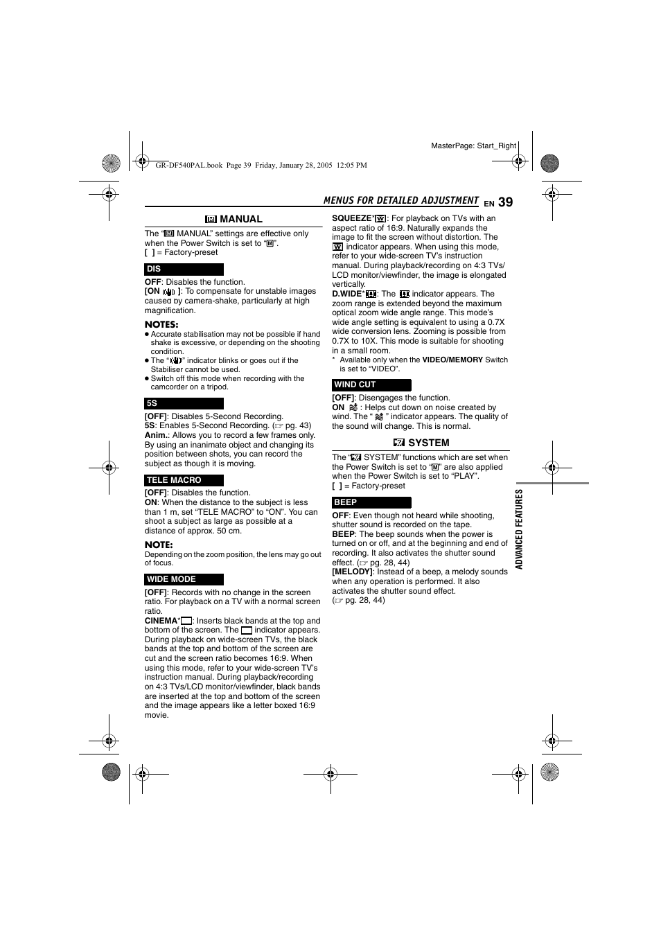 Pg. 39), E 39 | JVC GR-DF540 User Manual | Page 39 / 68
