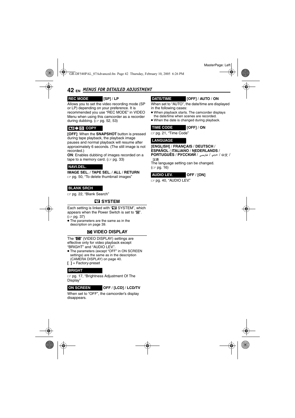 JVC GR-DF540 User Manual | Page 42 / 68