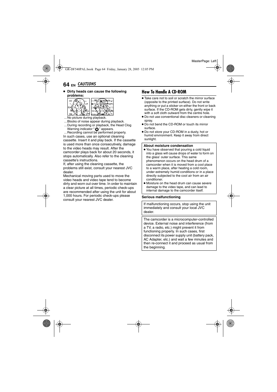 How to handle a cd-rom, Pg. 64) | JVC GR-DF540 User Manual | Page 64 / 68