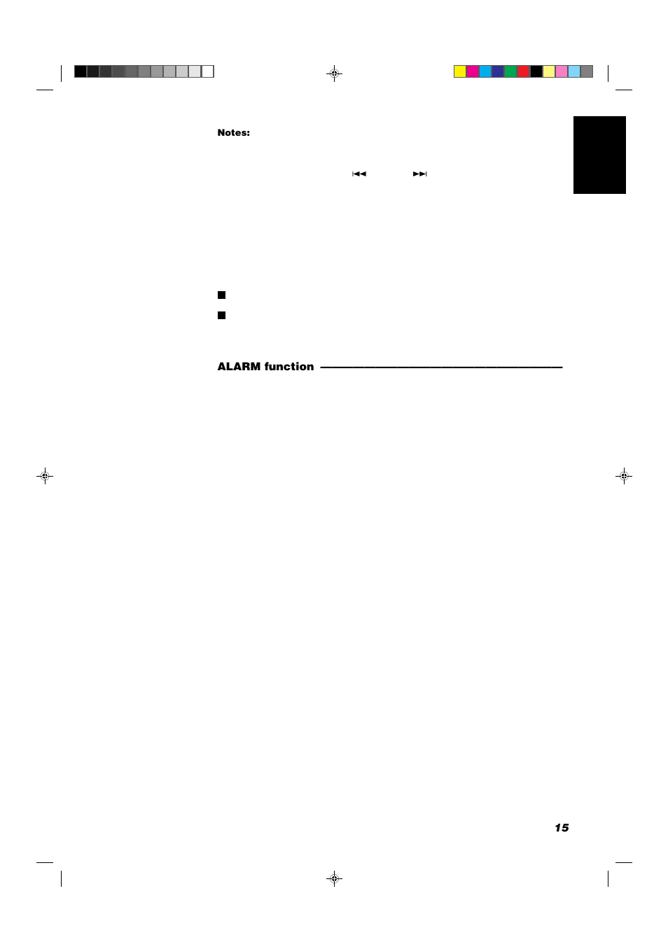 15 english, Alarm function | JVC CA-D551TR User Manual | Page 19 / 37