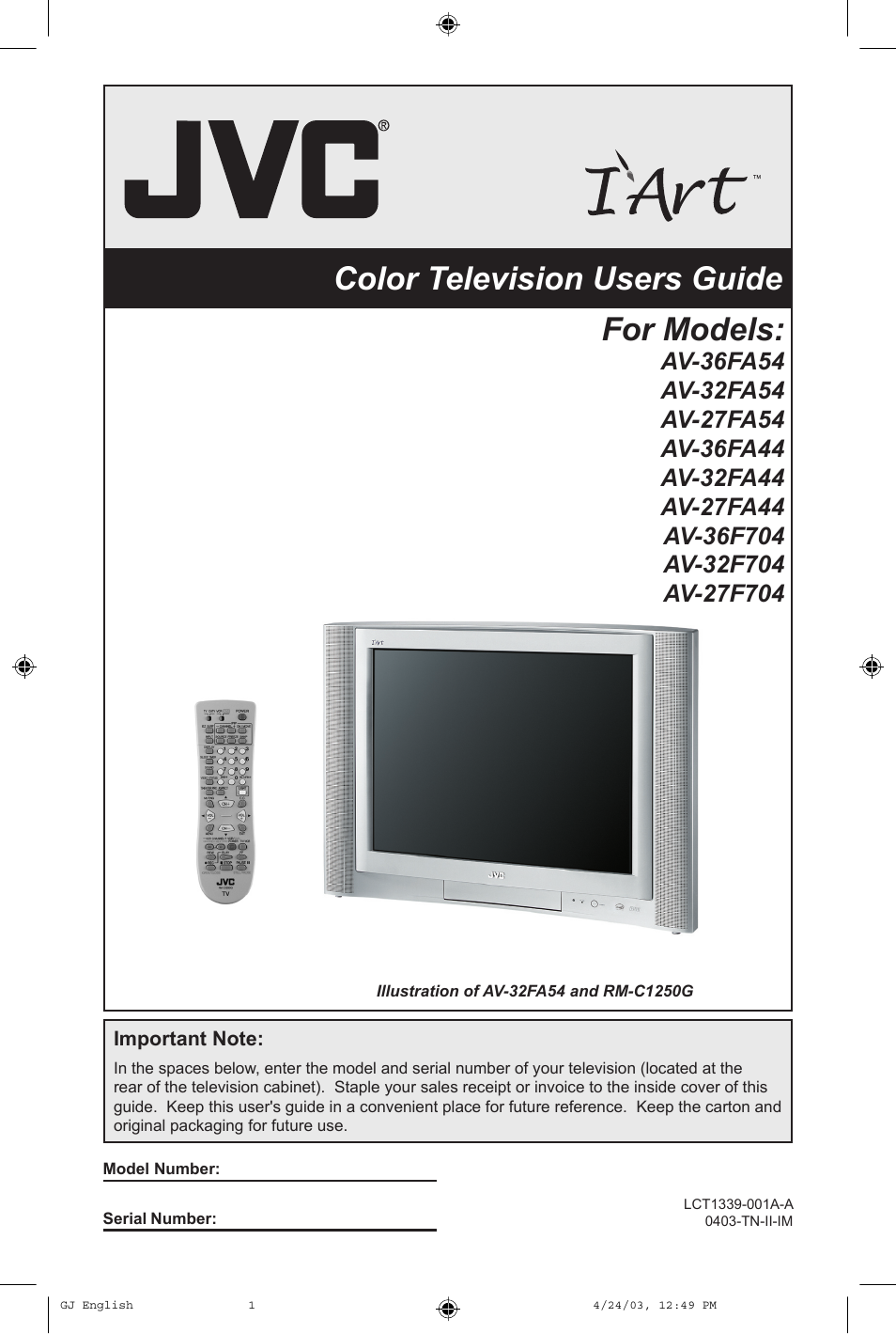 JVC AV 36FA54 User Manual | 56 pages
