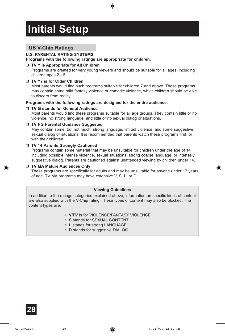 Initial setup | JVC AV 36FA54 User Manual | Page 28 / 56