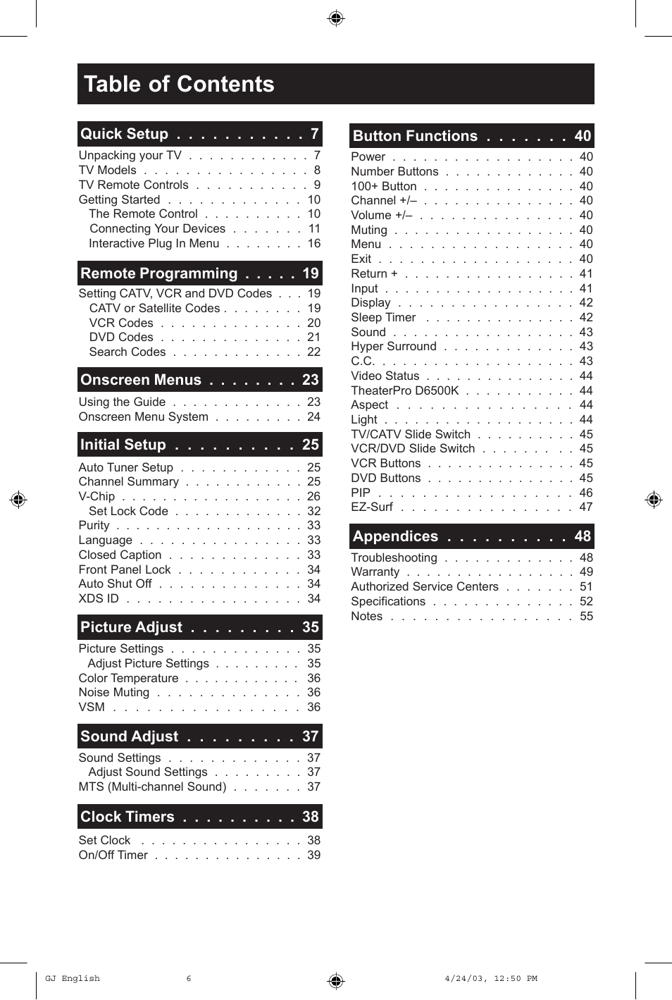 JVC AV 36FA54 User Manual | Page 6 / 56