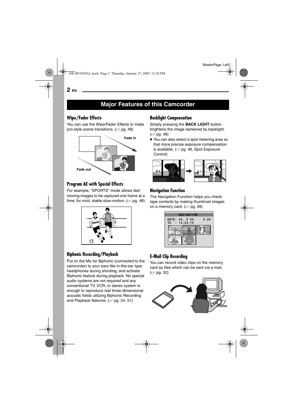 Major features of this camcorder | JVC GR-DF565 User Manual | Page 2 / 68