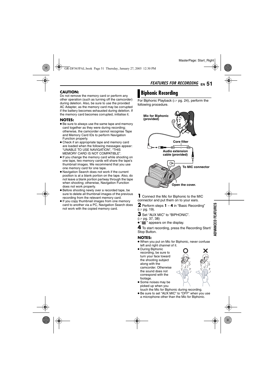 Biphonic recording, Pg. 51) | JVC GR-DF565 User Manual | Page 51 / 68