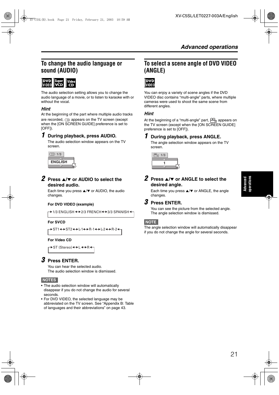 Advanced operations | JVC LET0227-003A User Manual | Page 23 / 47