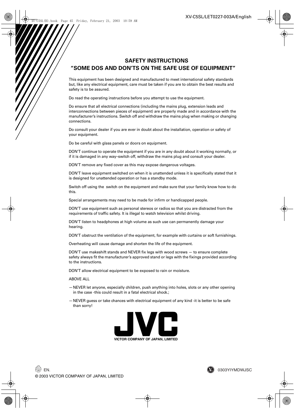 Back | JVC LET0227-003A User Manual | Page 47 / 47