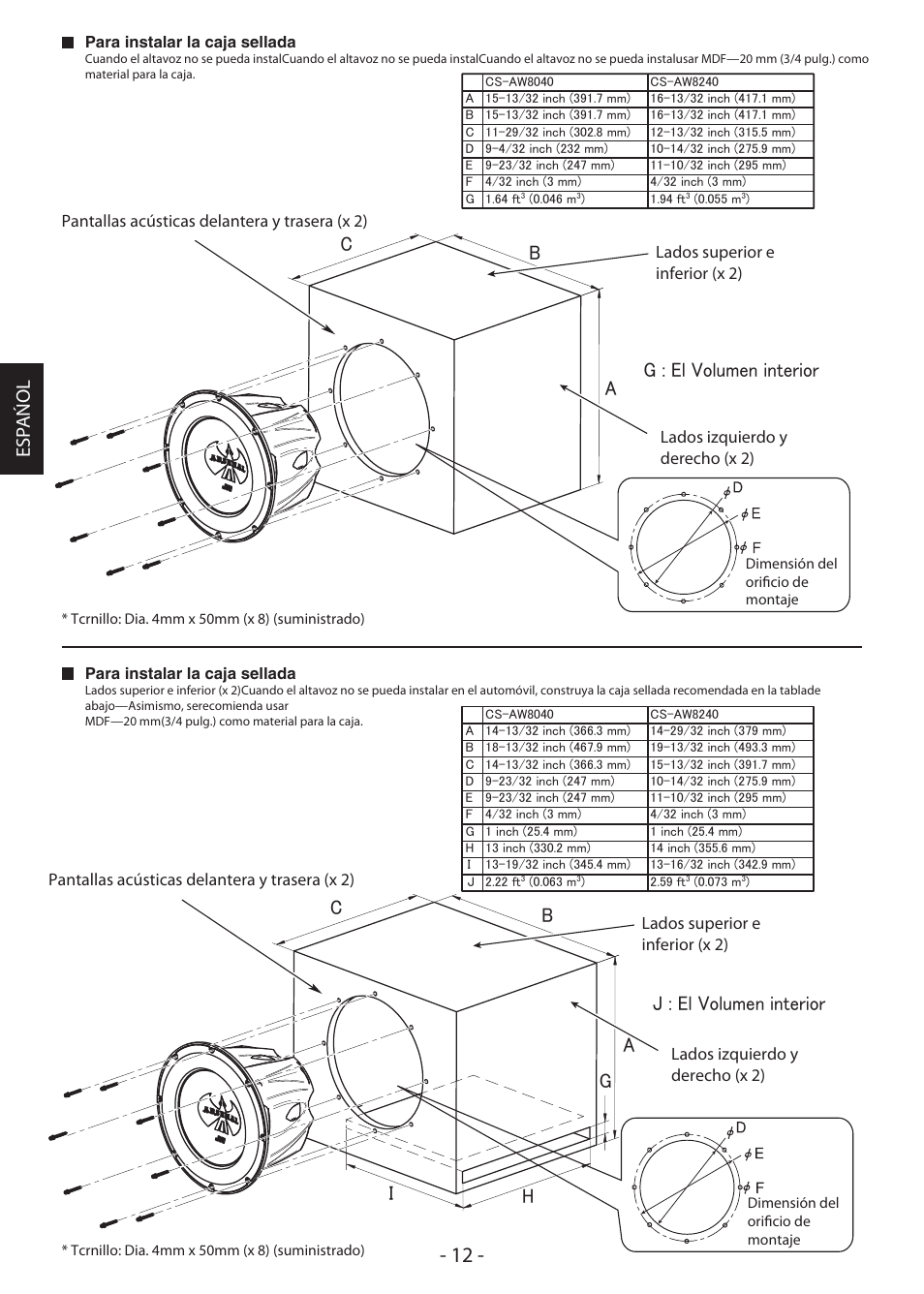 JVC ARSENAL CS-AW8240 User Manual | Page 12 / 16