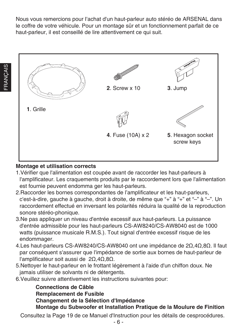 JVC ARSENAL CS-AW8240 User Manual | Page 6 / 16
