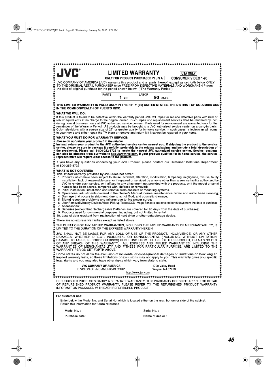 JVC TH-C7 User Manual | Page 49 / 51