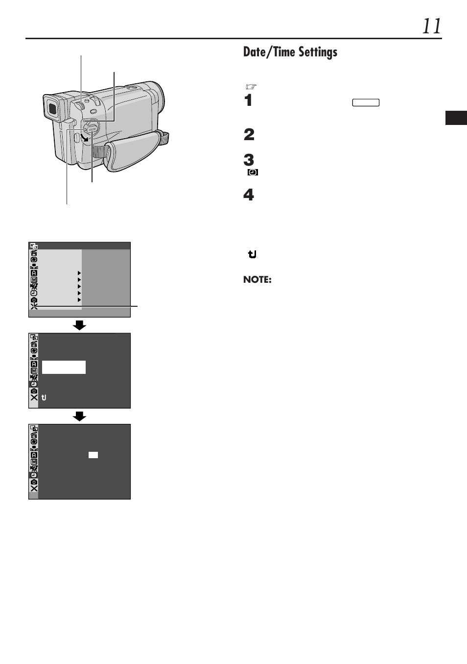 Date/time settings | JVC GR-DVL1020 User Manual | Page 12 / 88