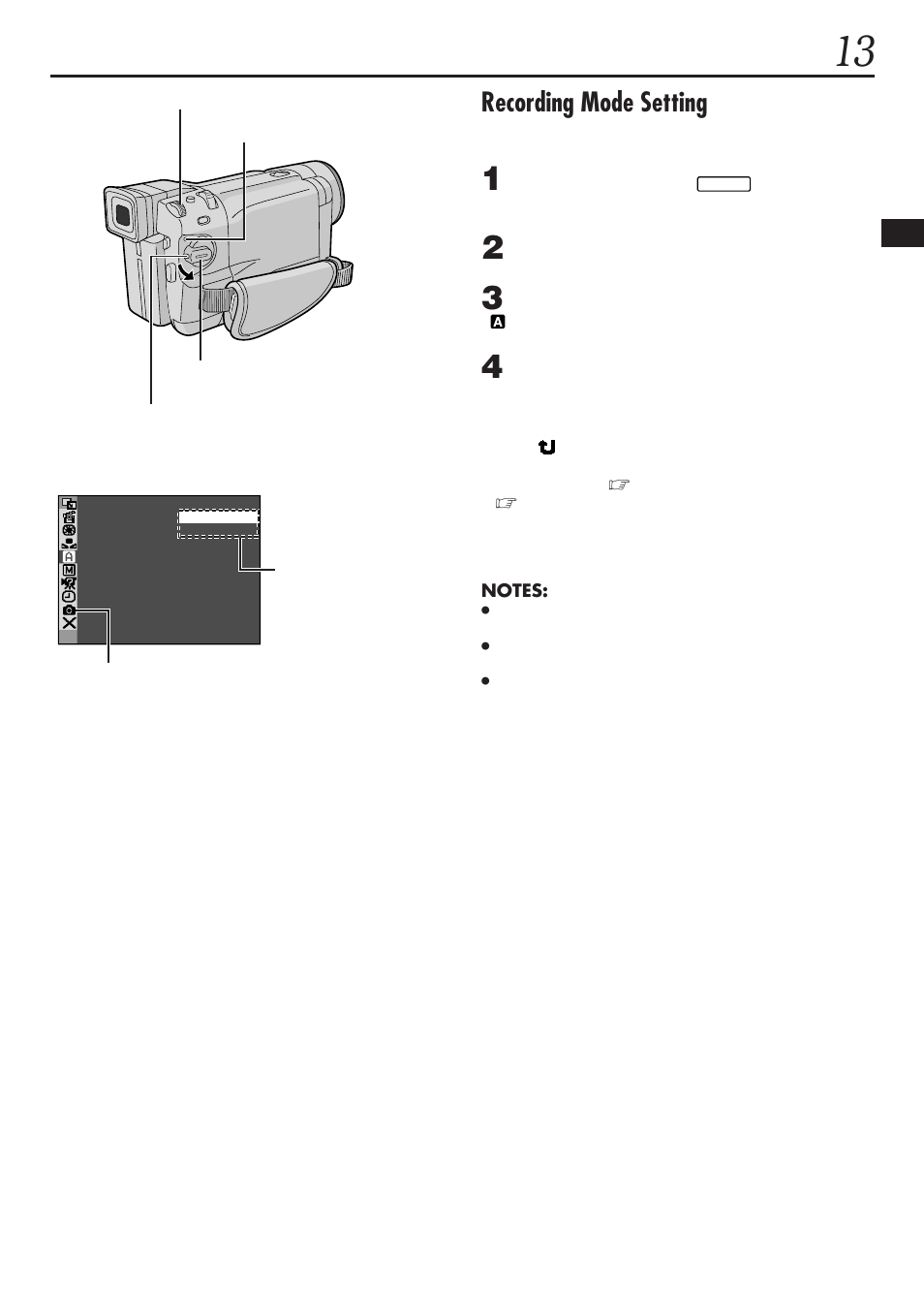 Recording mode setting | JVC GR-DVL1020 User Manual | Page 14 / 88
