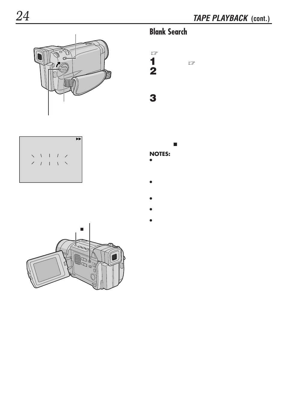 Blank search, Tape playback, Cont.) | JVC GR-DVL1020 User Manual | Page 25 / 88