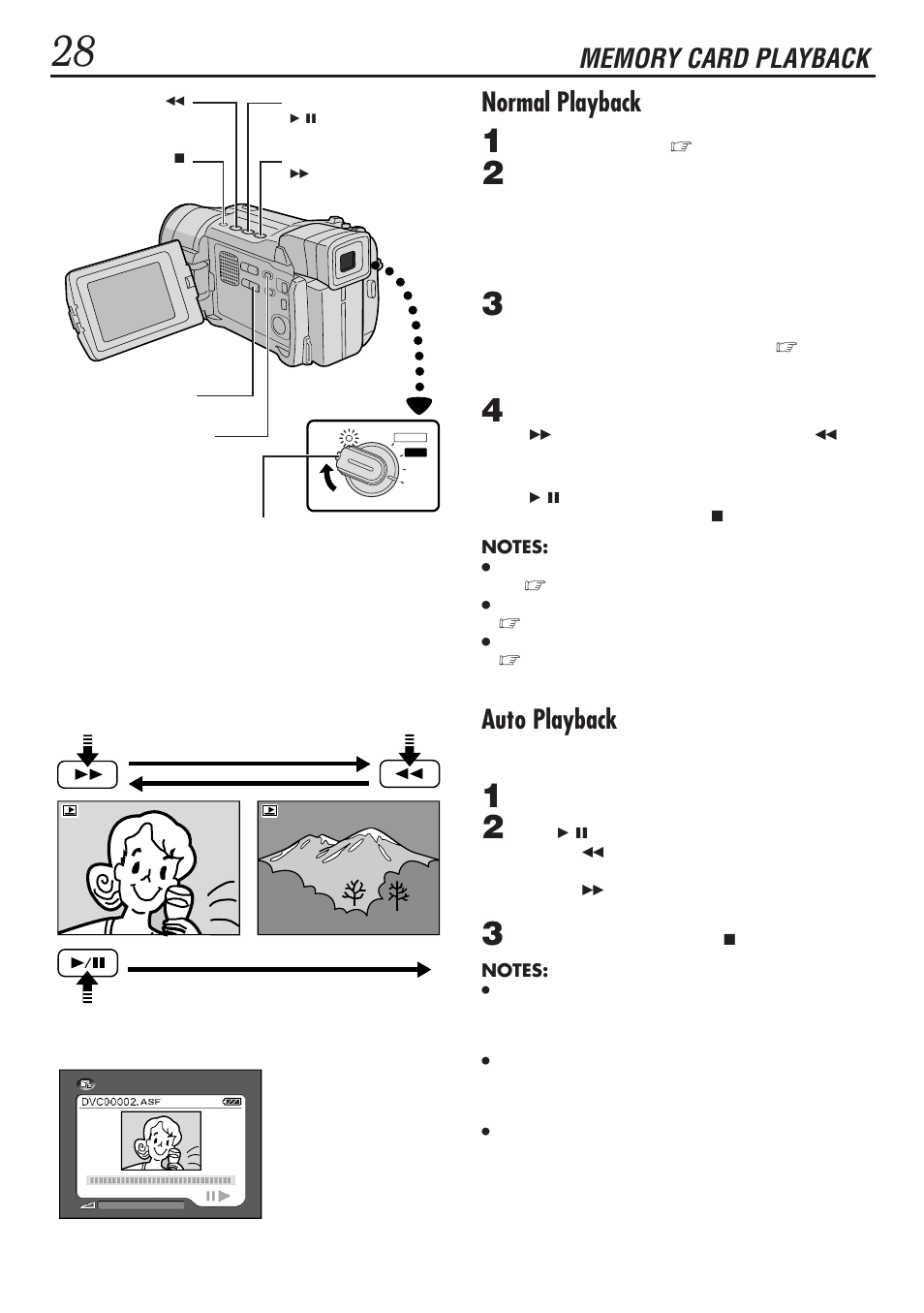 Normal playback, Auto playback | JVC GR-DVL1020 User Manual | Page 29 / 88