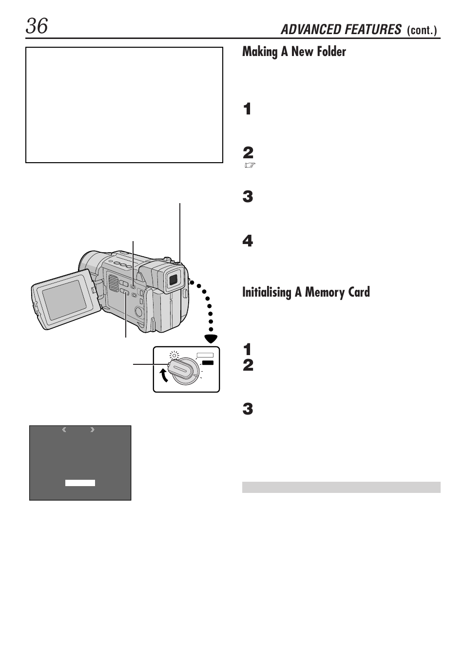Advanced features, Making a new folder | JVC GR-DVL1020 User Manual | Page 37 / 88