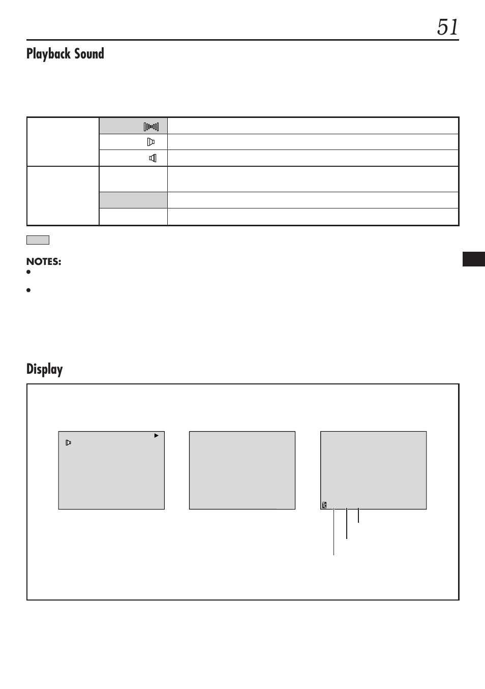 Playback sound, Display | JVC GR-DVL1020 User Manual | Page 52 / 88