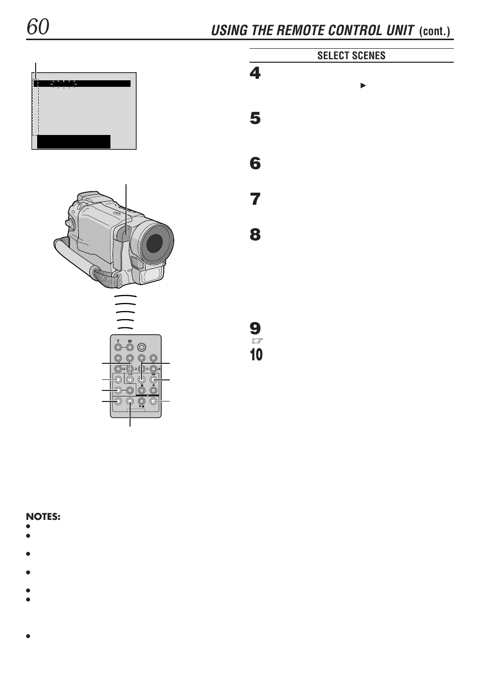 Using the remote control unit, Cont.) | JVC GR-DVL1020 User Manual | Page 61 / 88