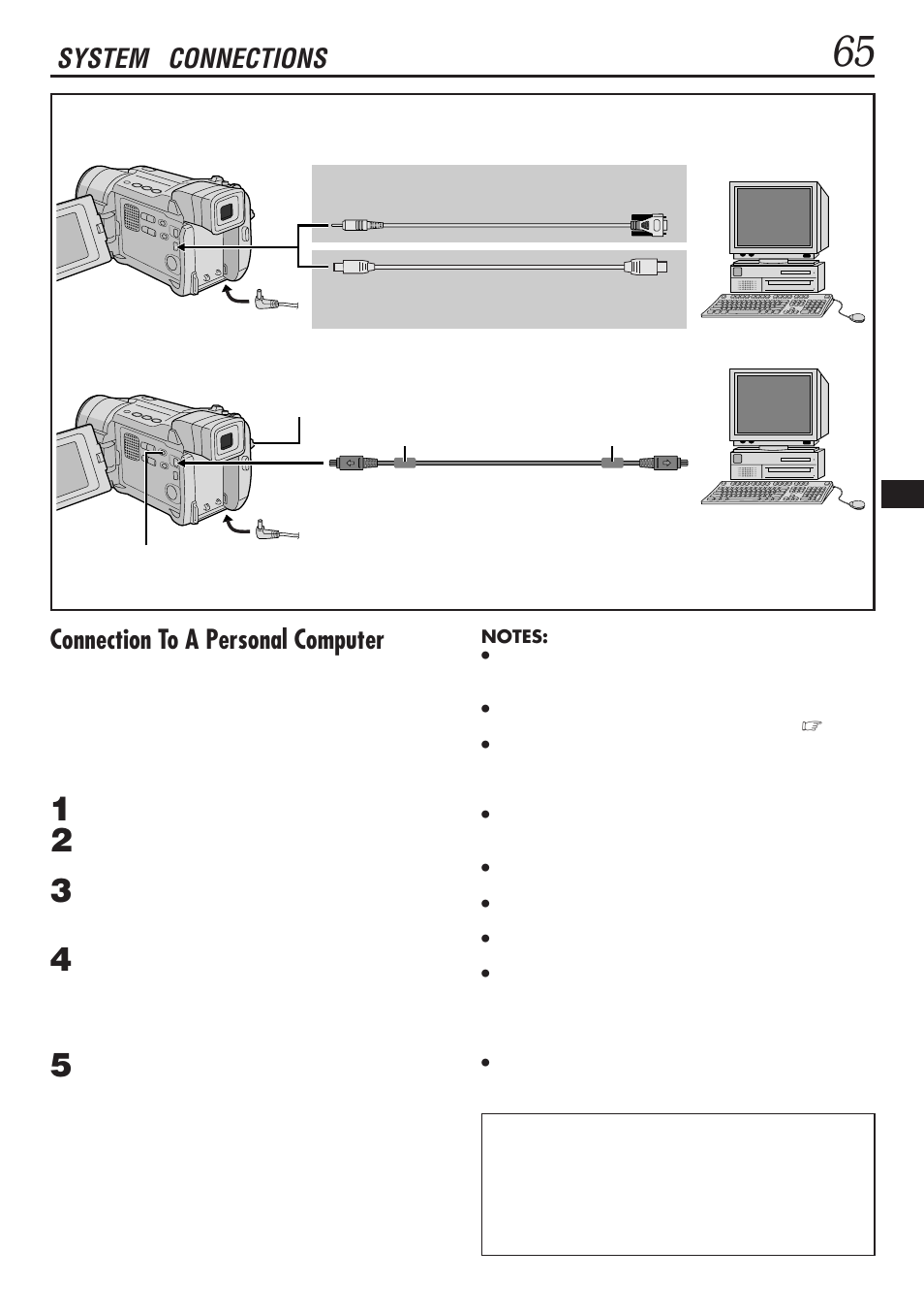 Connection to a personal computer, System connections | JVC GR-DVL1020 User Manual | Page 66 / 88