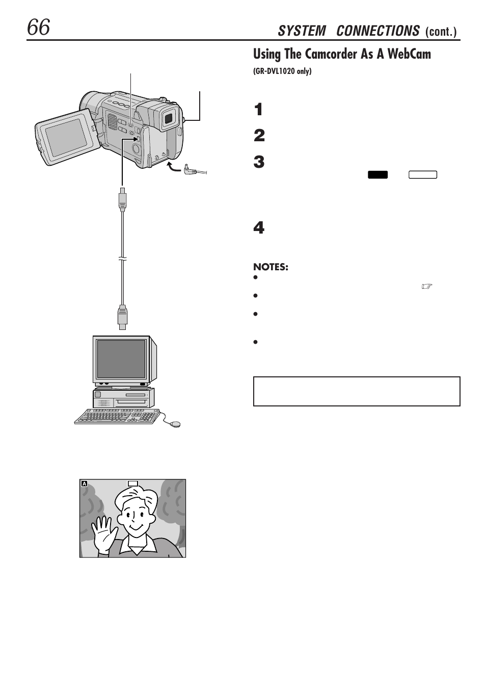 Using the camcorder as a webcam, System connections, Cont.) | JVC GR-DVL1020 User Manual | Page 67 / 88