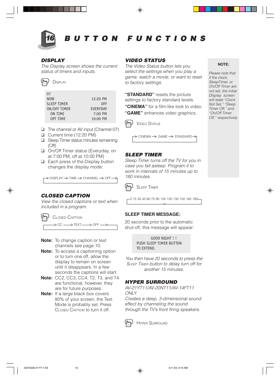 JVC AV-14FT11 User Manual | Page 16 / 20