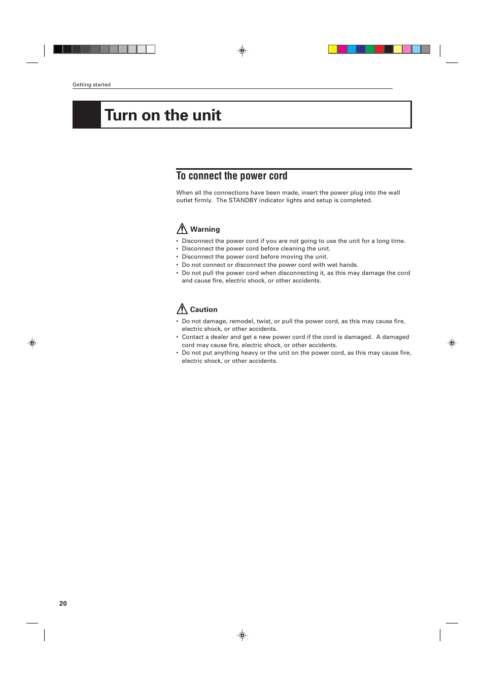 Turn on the unit | JVC XV-D705GD User Manual | Page 22 / 113