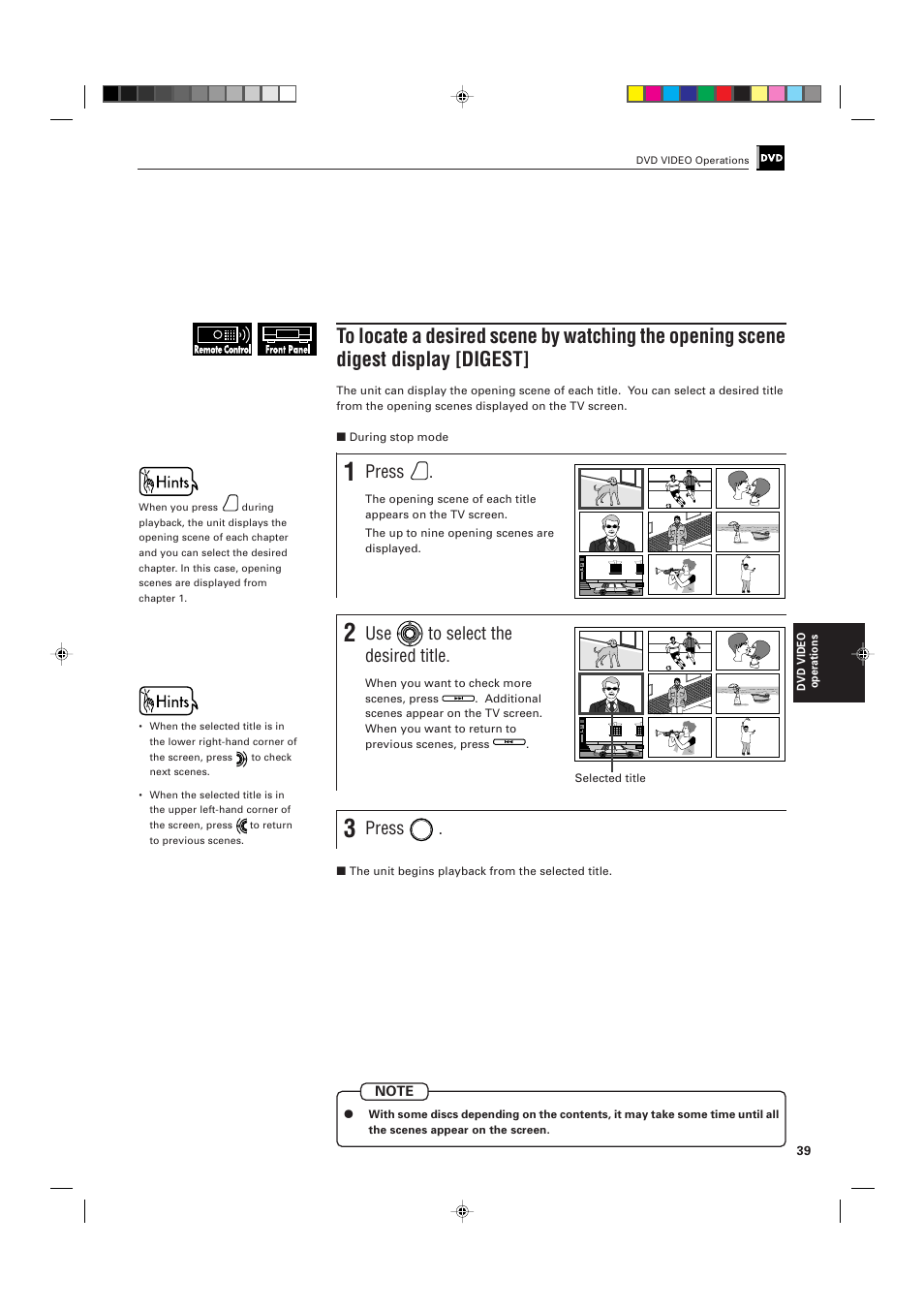 Press, Use to select the desired title | JVC XV-D705GD User Manual | Page 41 / 113