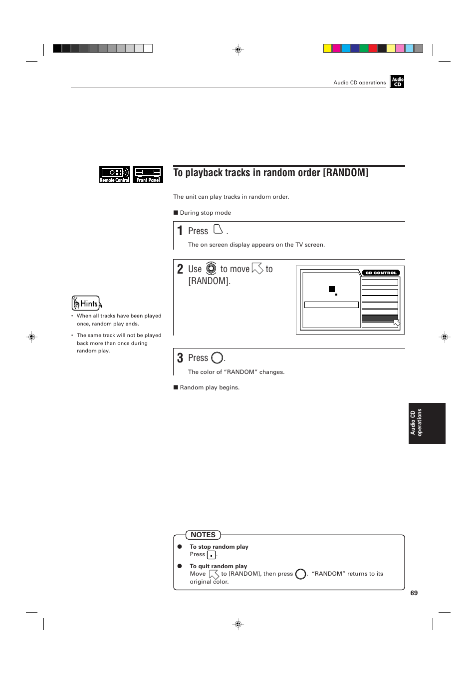 Press, Use to move to [random | JVC XV-D705GD User Manual | Page 71 / 113