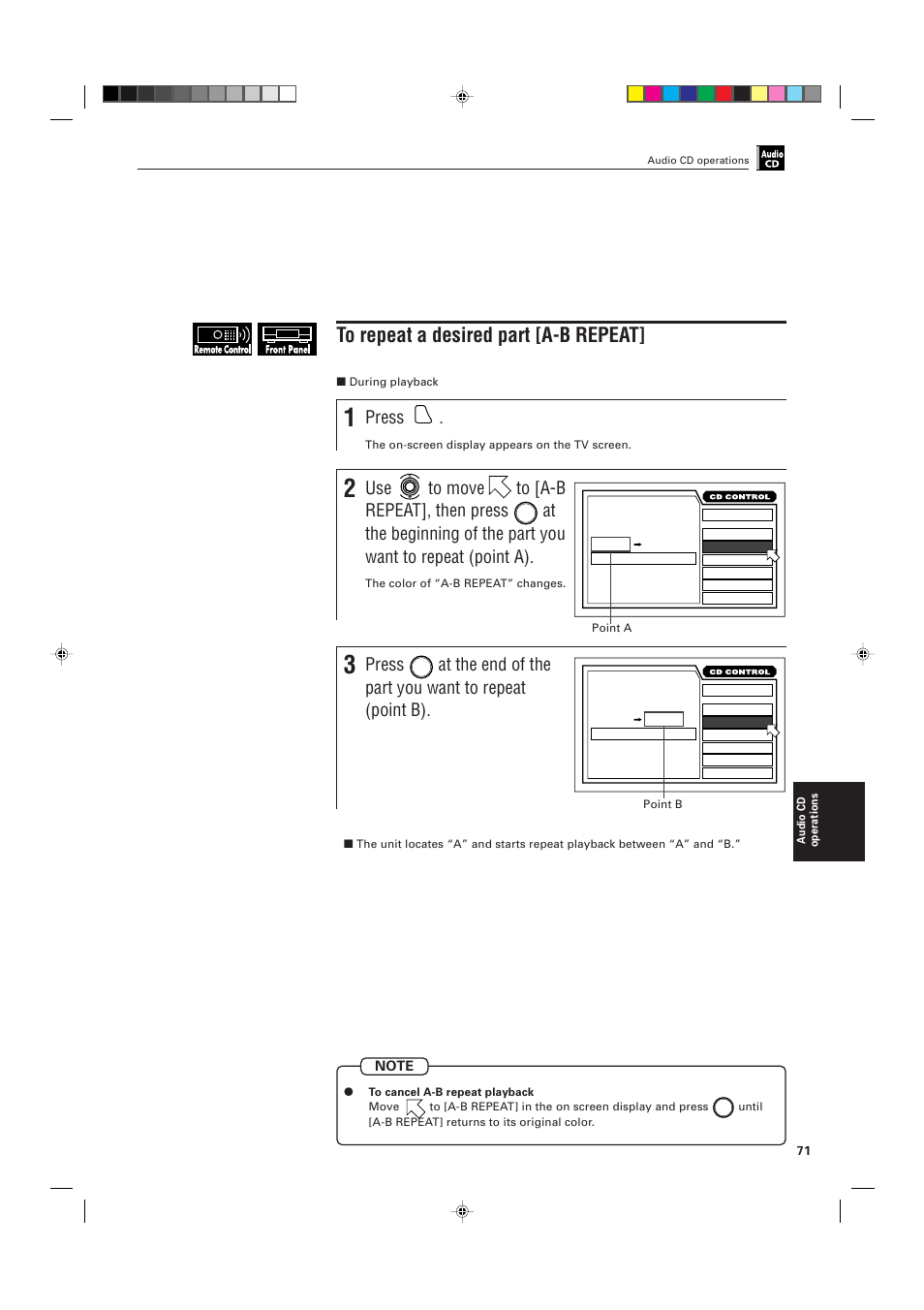 Press, Use to move to [a-b repeat], then press | JVC XV-D705GD User Manual | Page 73 / 113