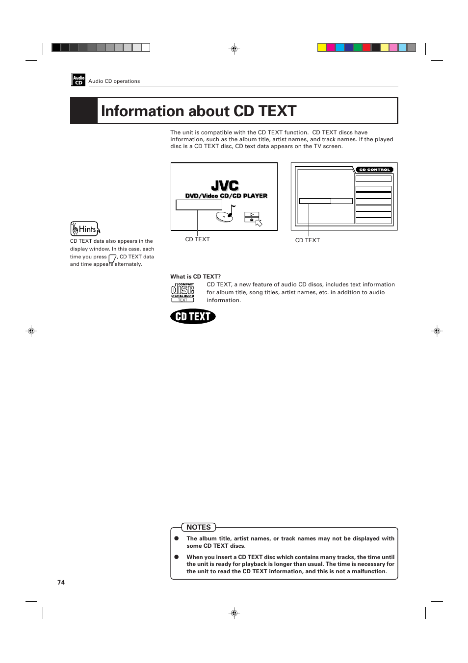 Information about cd text | JVC XV-D705GD User Manual | Page 76 / 113