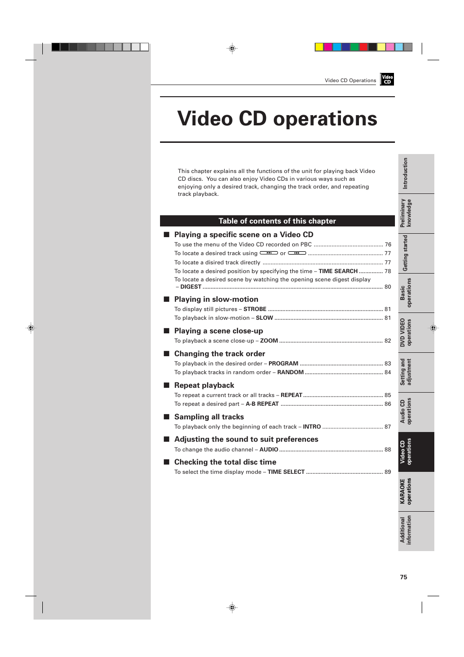 Video cd operations | JVC XV-D705GD User Manual | Page 77 / 113