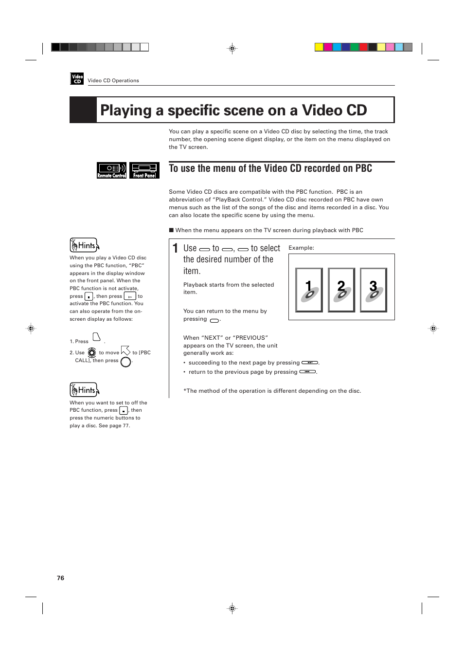 Playing a specific scene on a video cd | JVC XV-D705GD User Manual | Page 78 / 113