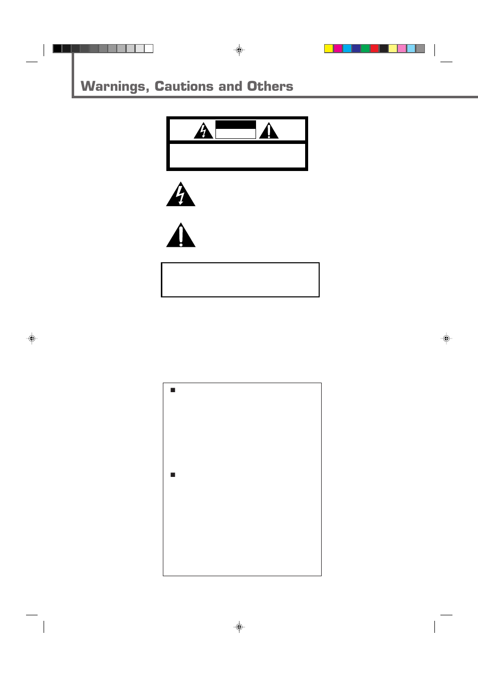 Warnings, Warnings, cautions and others | JVC XL-R910SL User Manual | Page 2 / 22