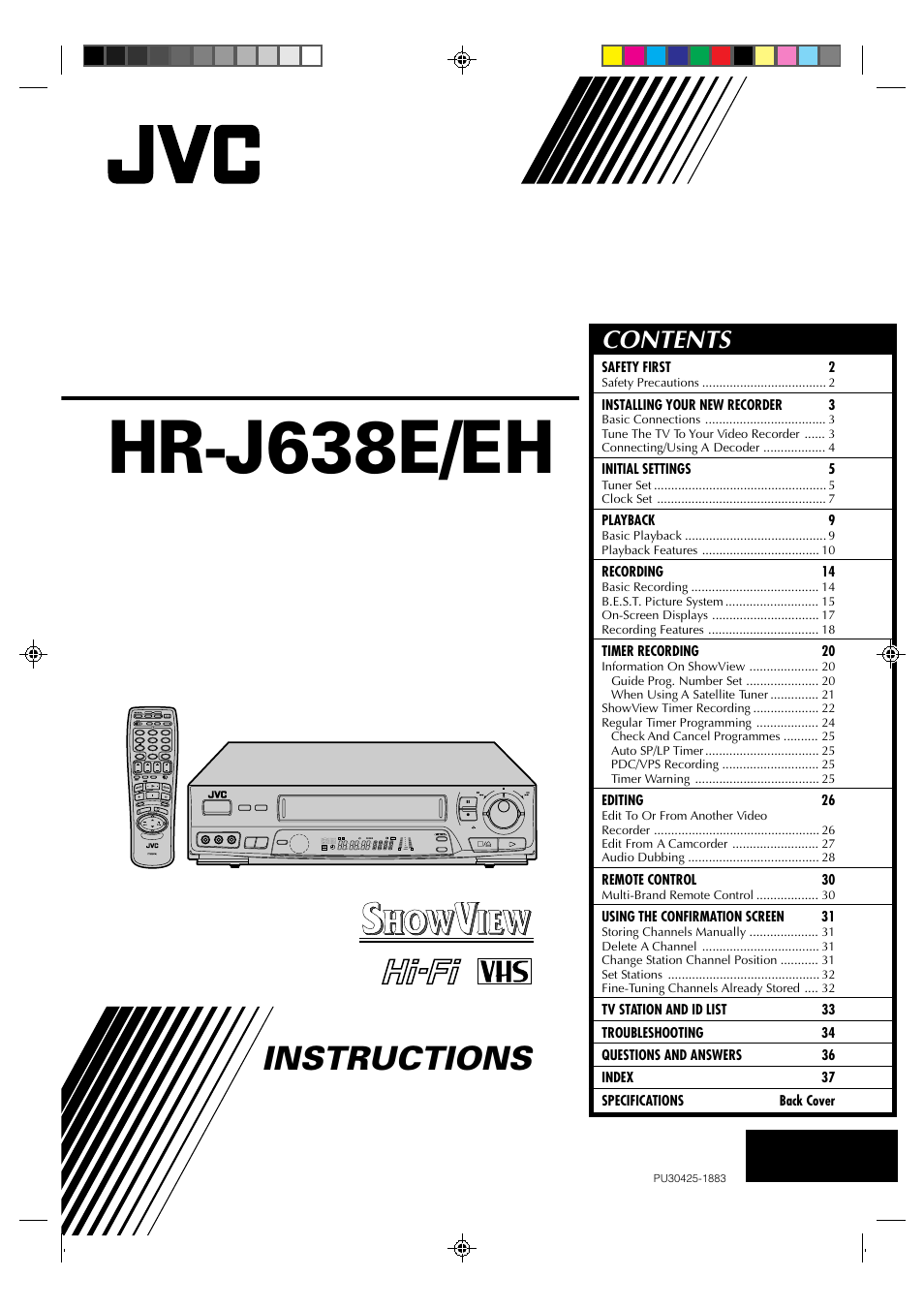 JVC HR-J638E/EH User Manual | 40 pages