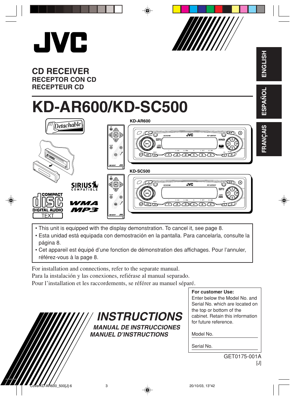 JVC KD-AR600 User Manual | 47 pages