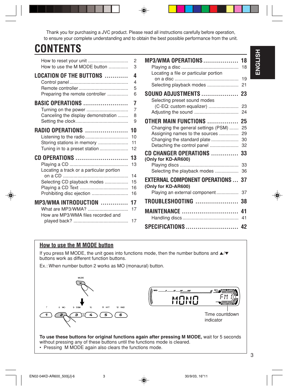 JVC KD-AR600 User Manual | Page 3 / 47