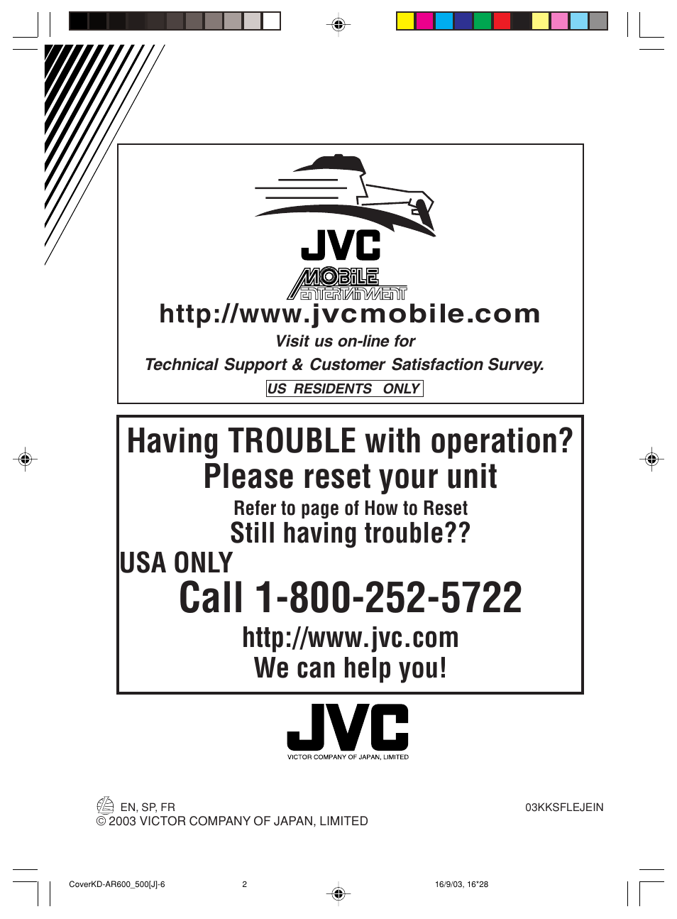 Back, Still having trouble?? usa only | JVC KD-AR600 User Manual | Page 43 / 47
