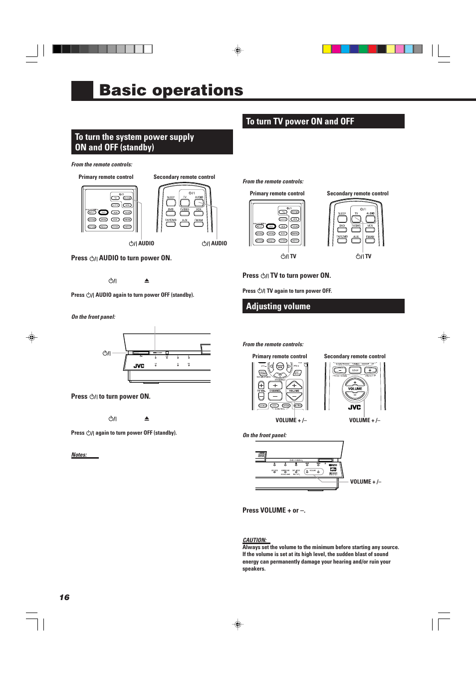 Basic operations, Adjusting volume | JVC TH-A10R User Manual | Page 20 / 68