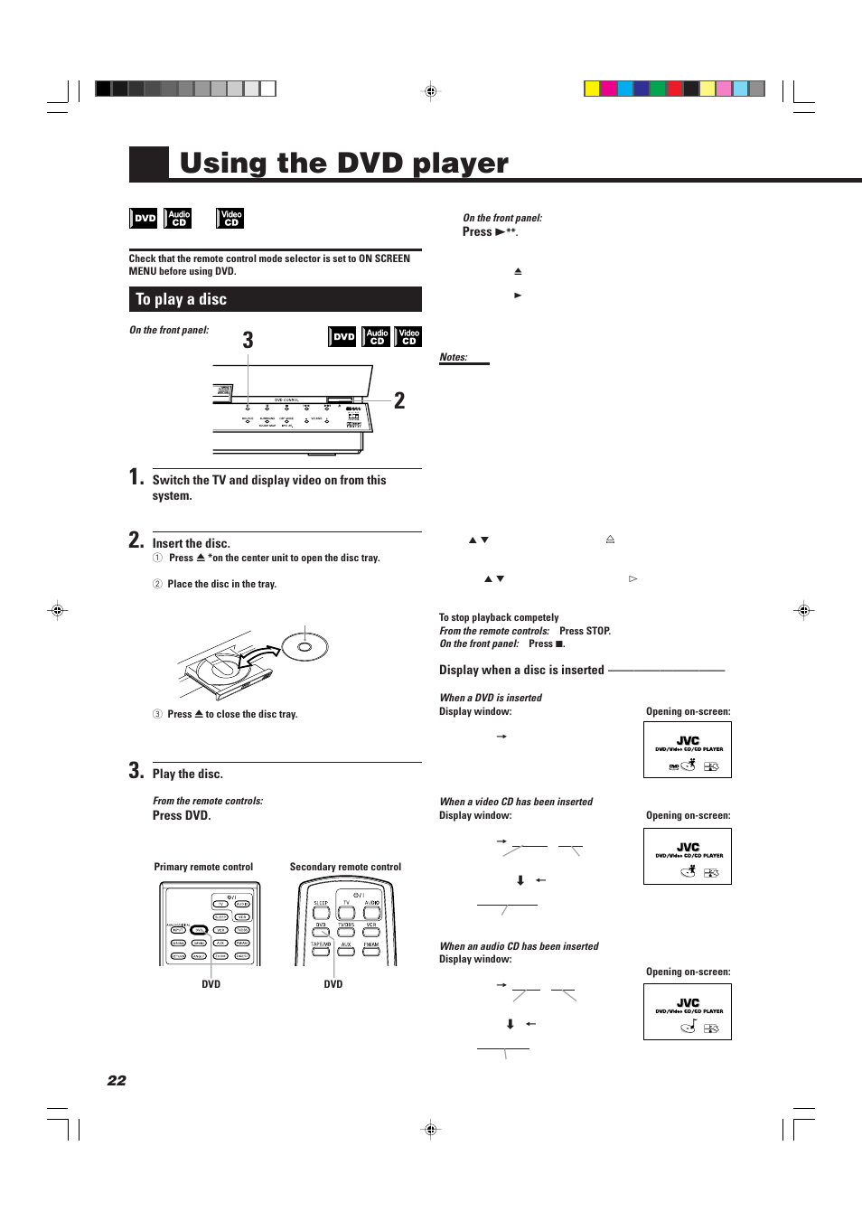 Using the dvd player | JVC TH-A10R User Manual | Page 26 / 68