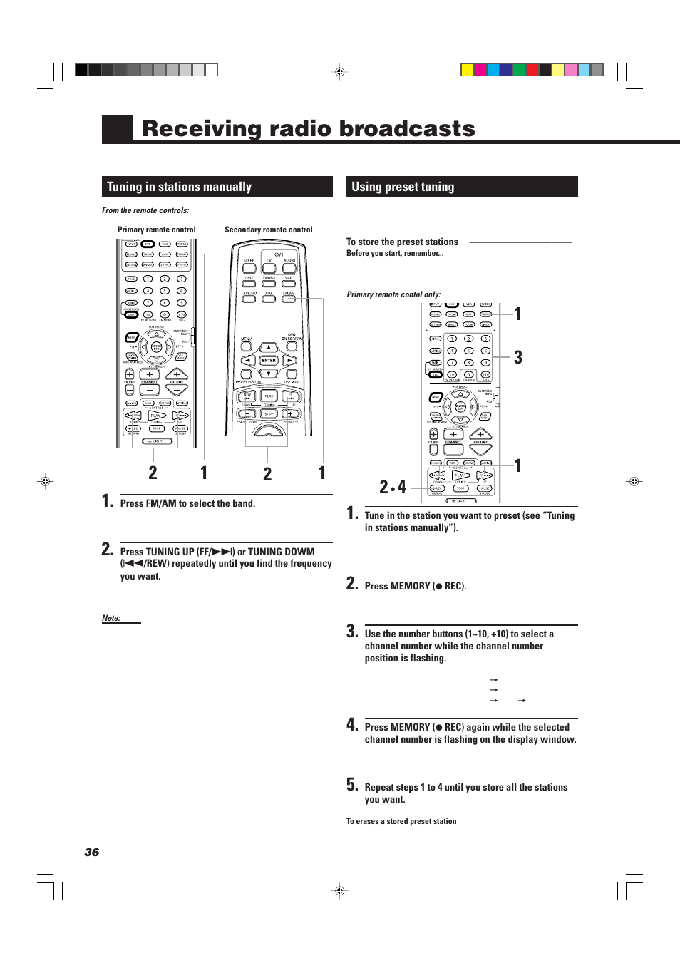 Receiving radio broadcasts | JVC TH-A10R User Manual | Page 40 / 68