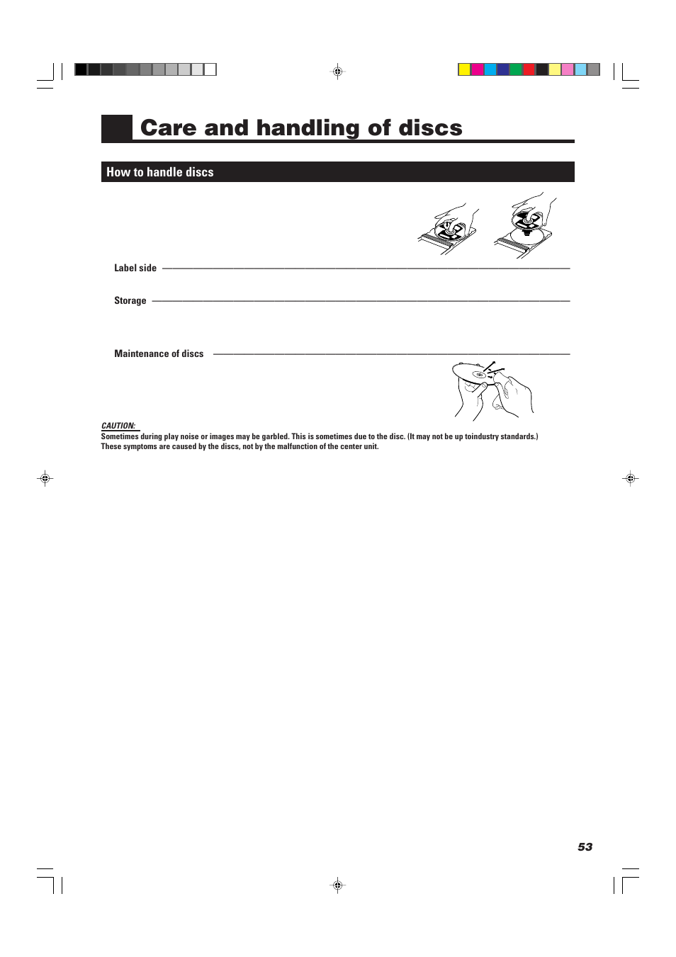 Care and handling of discs, How to handle discs | JVC TH-A10R User Manual | Page 57 / 68