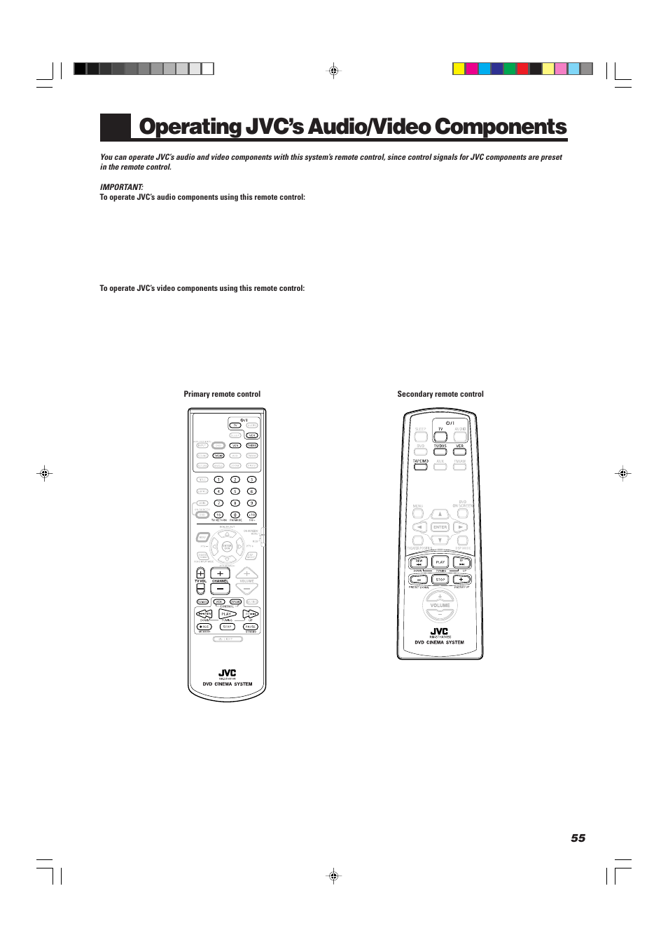 Operating jvc’s audio/video components | JVC TH-A10R User Manual | Page 59 / 68