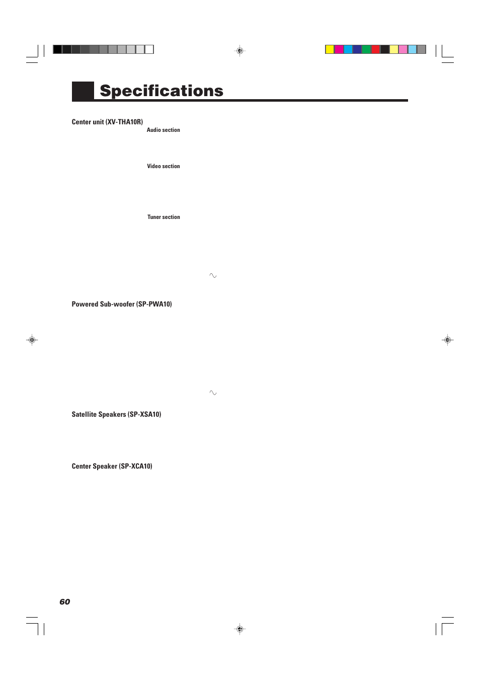 Specifications | JVC TH-A10R User Manual | Page 64 / 68