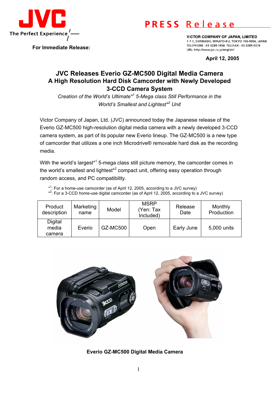 JVC GZ-MC500 User Manual | 7 pages