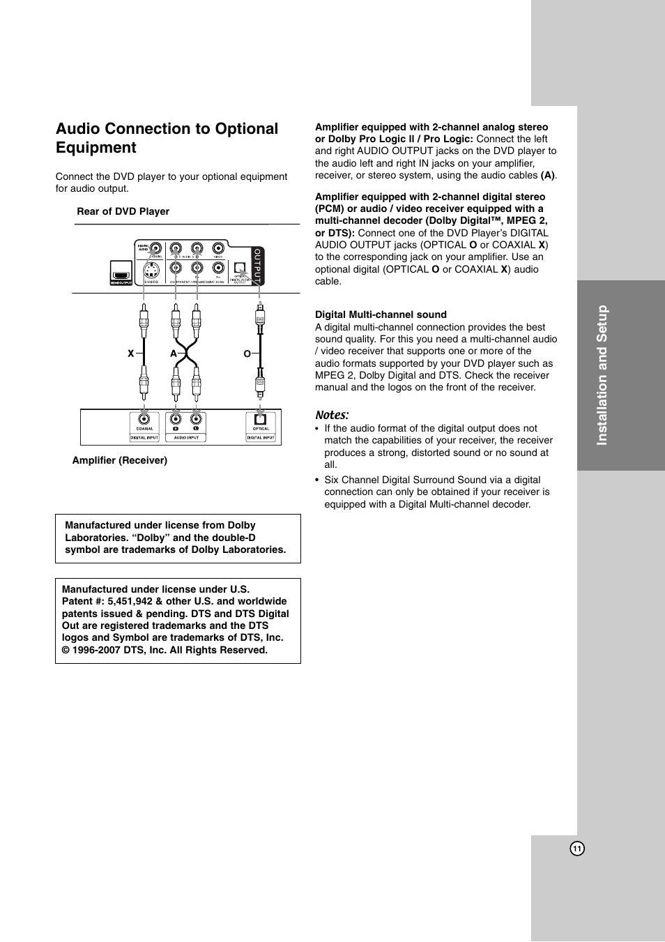 Audio connection to optional equipment, Operation reference introduction, Installation and setup | JVC XV-N682S User Manual | Page 11 / 28