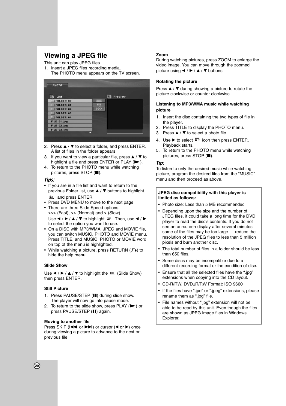Viewing a jpeg file | JVC XV-N682S User Manual | Page 20 / 28