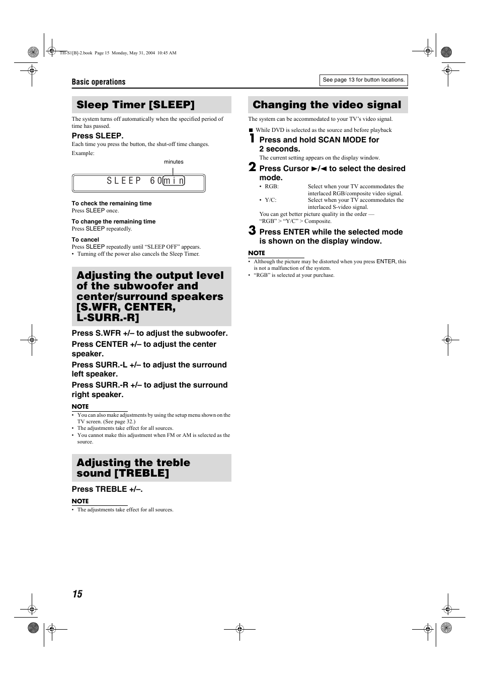 Changing the video signal | JVC TH-S1 User Manual | Page 18 / 44