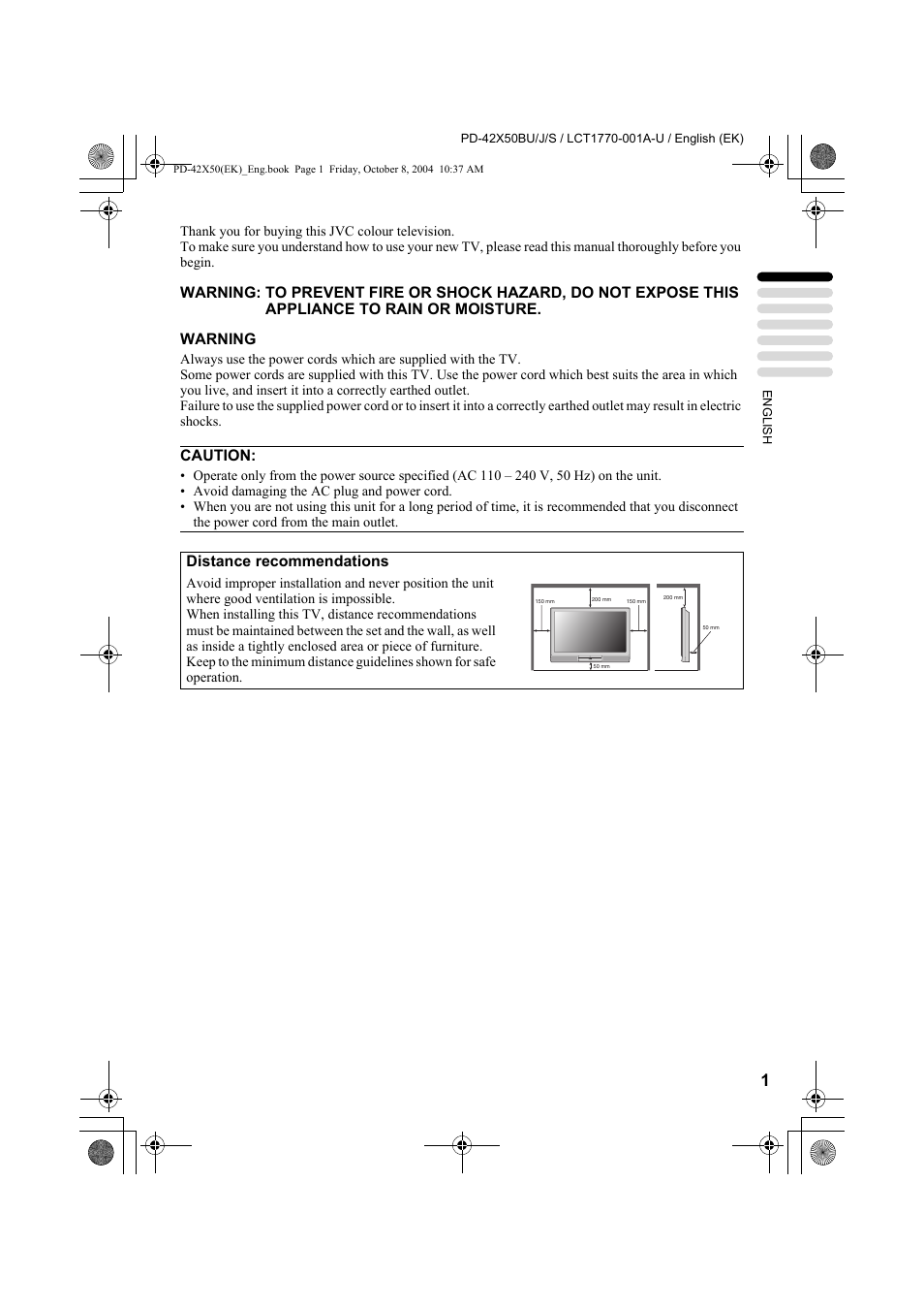 JVC PD-42X50BU User Manual | Page 3 / 58