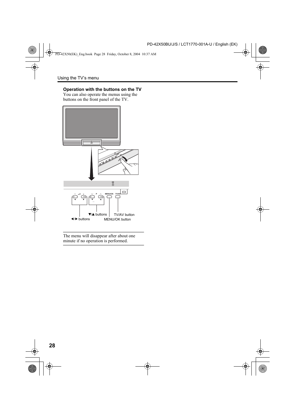 Using the tv’s menu | JVC PD-42X50BU User Manual | Page 30 / 58