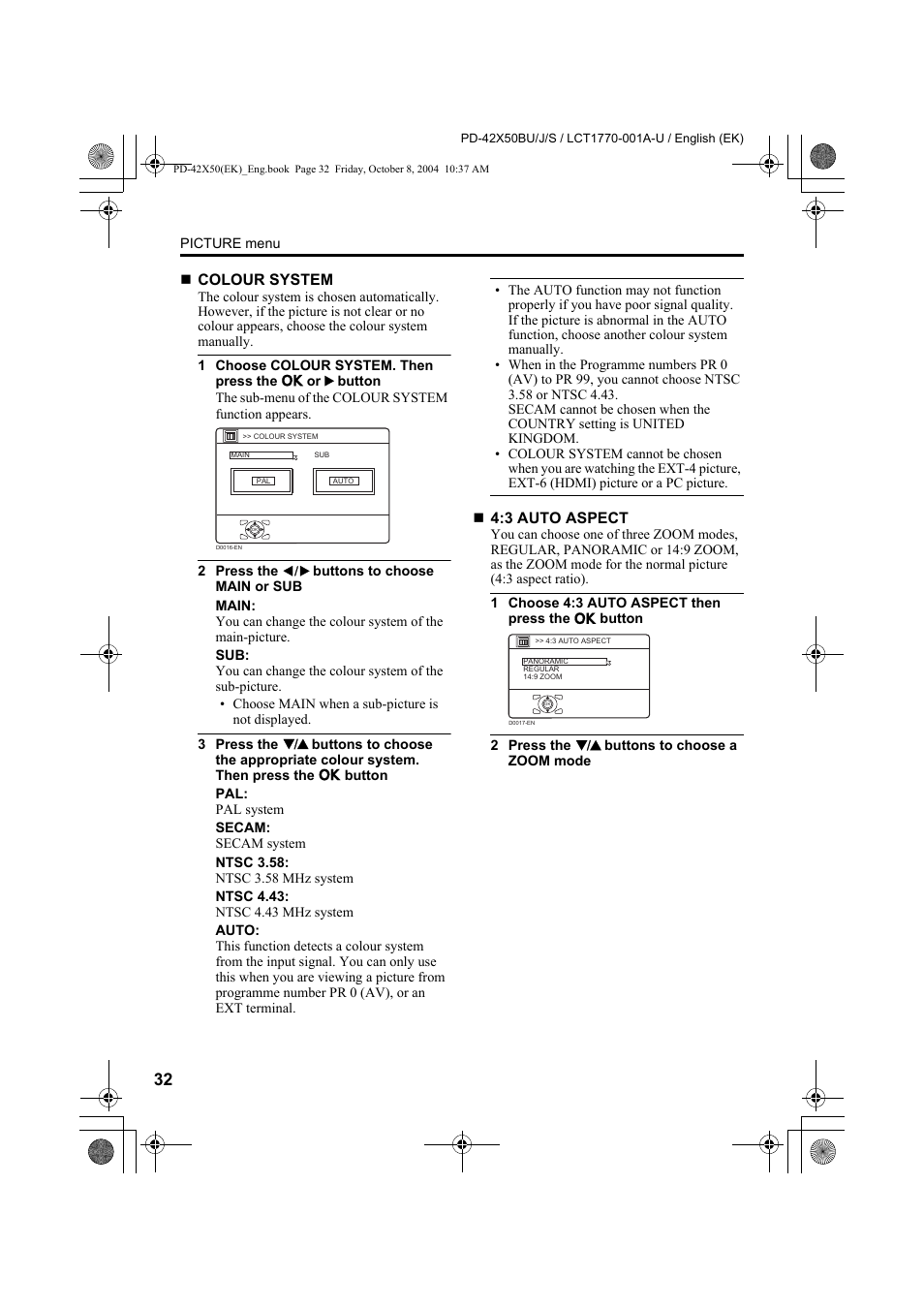 JVC PD-42X50BU User Manual | Page 34 / 58