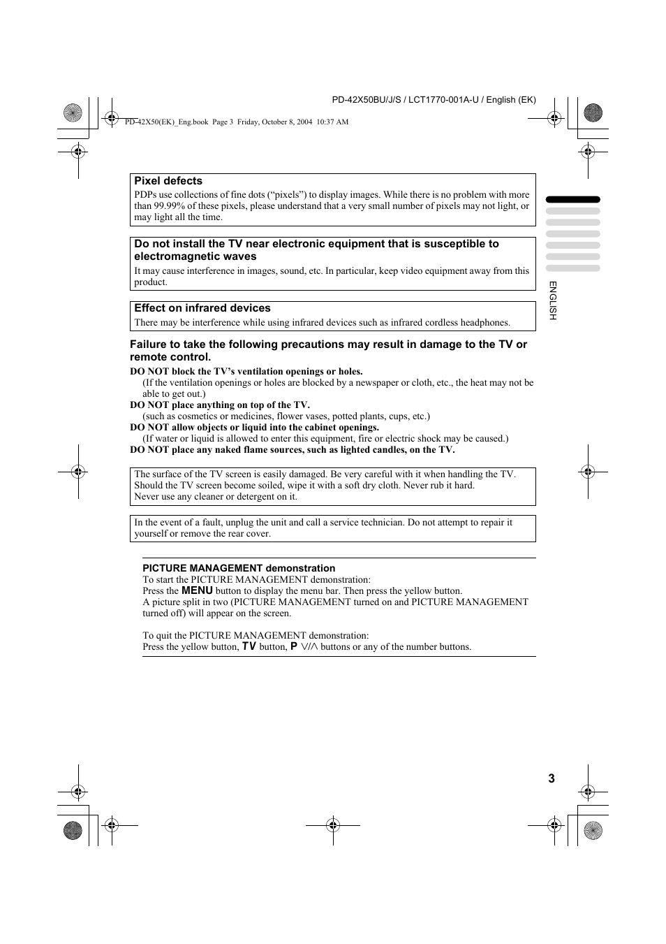 JVC PD-42X50BU User Manual | Page 5 / 58